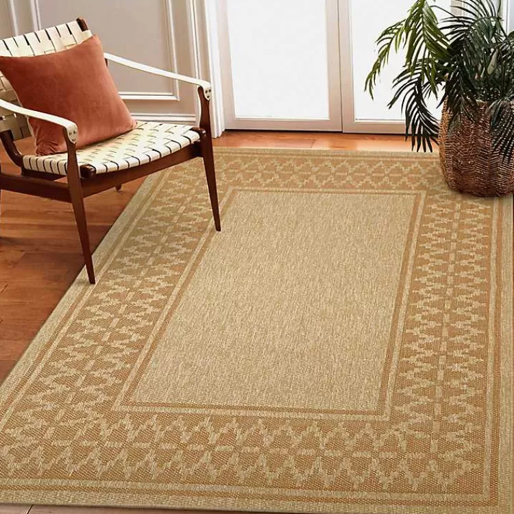 Tan & Orange Zig Zag Indoor/Outdoor Area Rug, 7x9>Kirklands Home Fashion