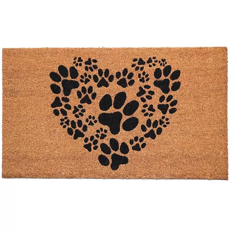 Tan and Black Coir Heart Paws Doormat, 24x36>Kirklands Home Hot