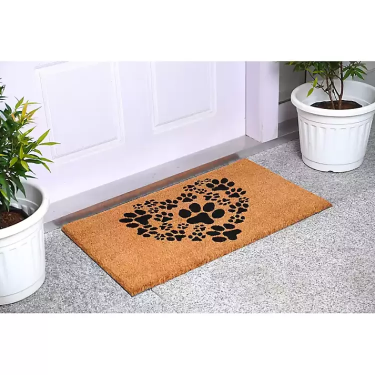 Tan and Black Coir Heart Paws Doormat, 24x36>Kirklands Home Hot