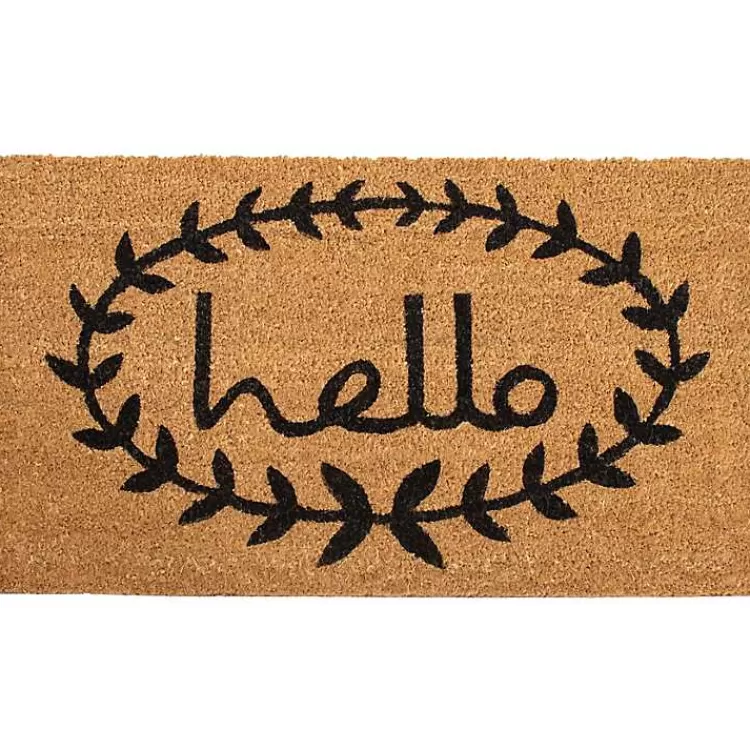 Tan and Black Evergreen Hello Doormat, 36x24 in.>Kirklands Home Fashion