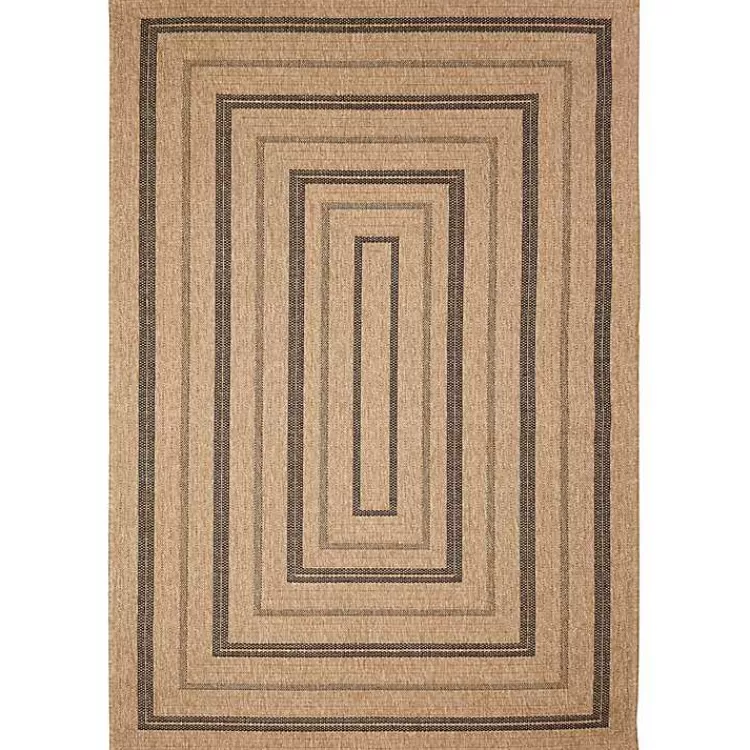 Tan and Black Framed Indoor/Outdoor Area Rug, 5x7>Kirklands Home Best