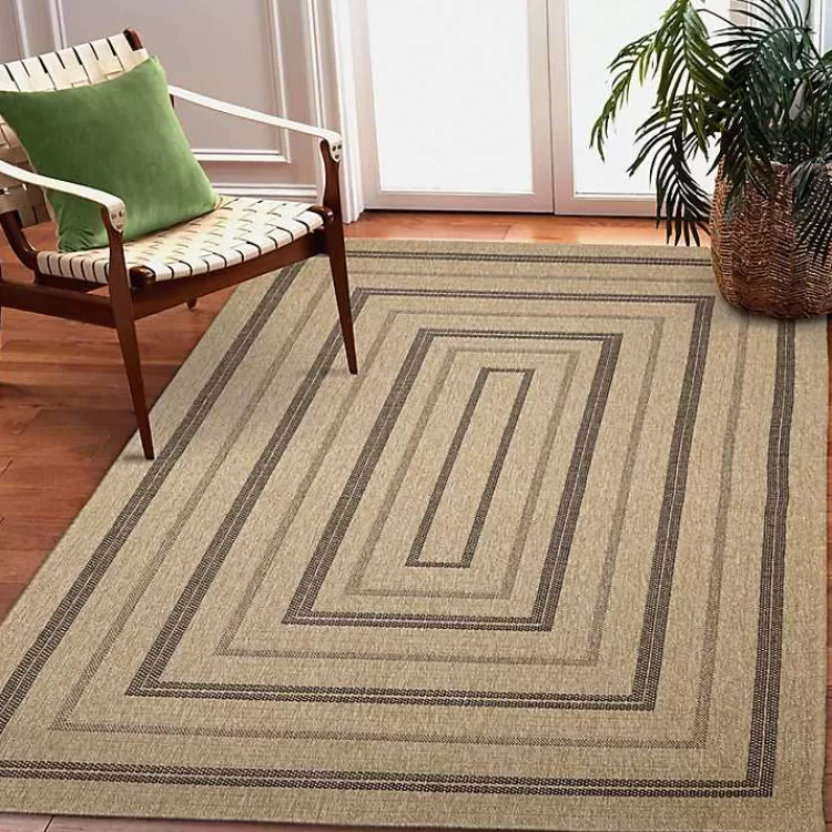 tan_and_black_framed_indooroutdoor_area_rug_x_5.webp Tan and Black Framed Indoor/Outdoor Area Rug, 7X9>Kirklands Home Clearance
