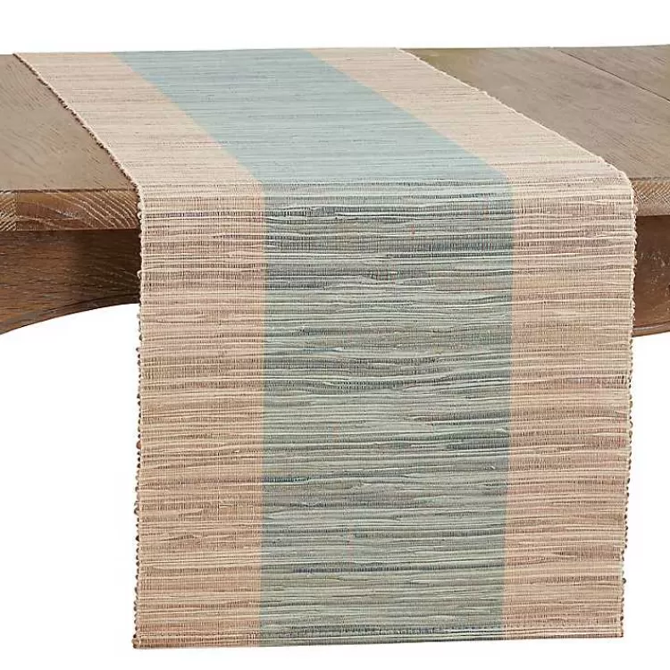Tan and Blue Shimmer Banded Table Runner>Kirklands Home Cheap