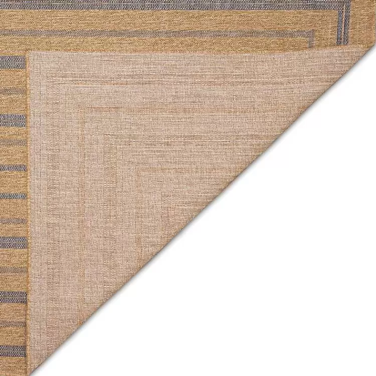 Tan and Navy Framed Indoor/Outdoor Area Rug, 7x9>Kirklands Home Outlet