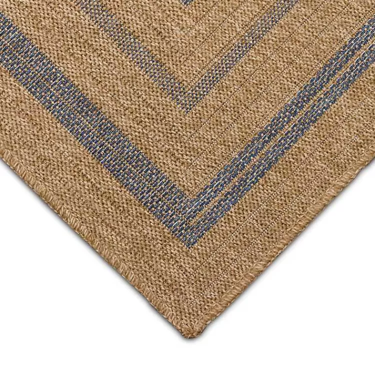 tan_and_navy_framed_indooroutdoor_area_rug_x_2.webp Tan and Navy Framed Indoor/Outdoor Area Rug, 7x9>Kirklands Home Outlet