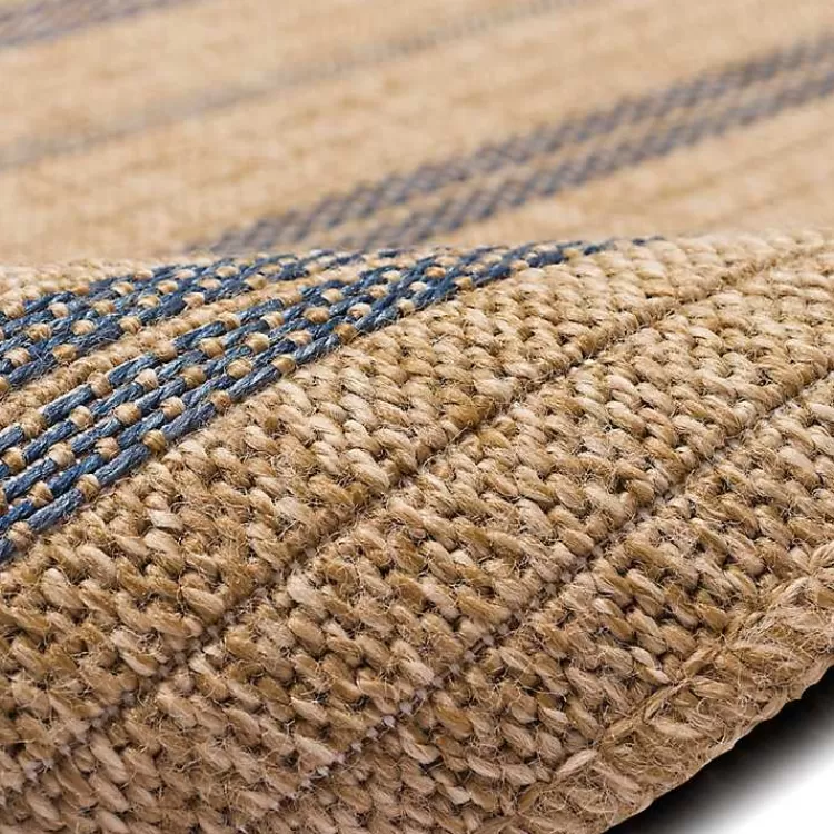 tan_and_navy_framed_indooroutdoor_area_rug_x_4.webp Tan and Navy Framed Indoor/Outdoor Area Rug, 7x9>Kirklands Home Outlet
