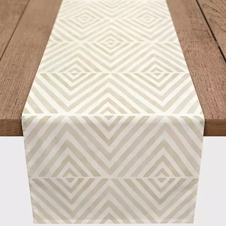 Tan and White Diamond Table Runner, 90 in.>Kirklands Home New