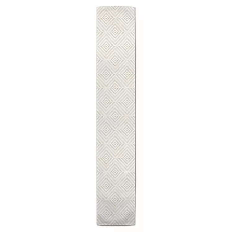 tan_and_white_diamond_table_runner__in_2-1.webp Tan and White Diamond Table Runner, 72 in.>Kirklands Home New