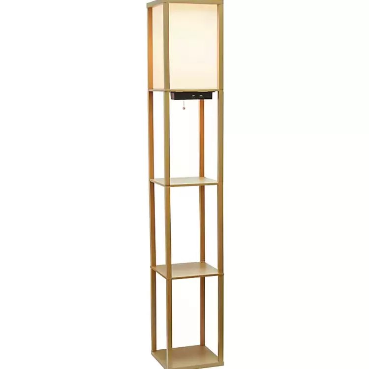Etagere Shelf Charging Floor Lamp>Kirklands Home Clearance