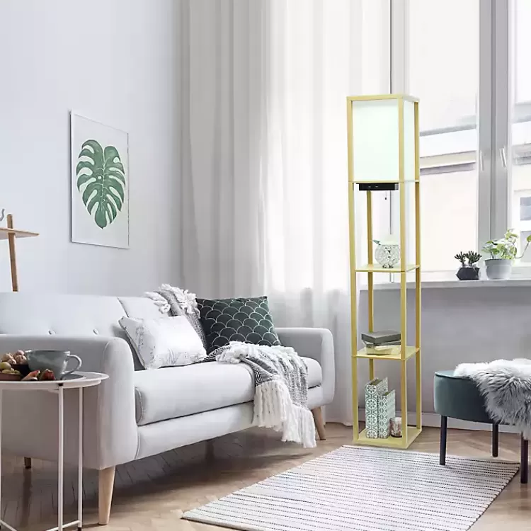 Etagere Shelf Charging Floor Lamp>Kirklands Home Clearance
