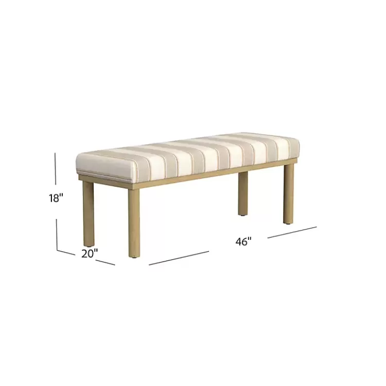 tan_striped_upholstered_wood_leg_bench_3.webp Tan Striped Upholstered Wood Leg Bench>Kirklands Home Clearance