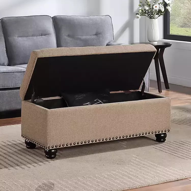 tan_upholstered_carey_storage_ottoman_bench_4.webp Upholstered Carey Storage Ottoman Bench>Kirklands Home Fashion