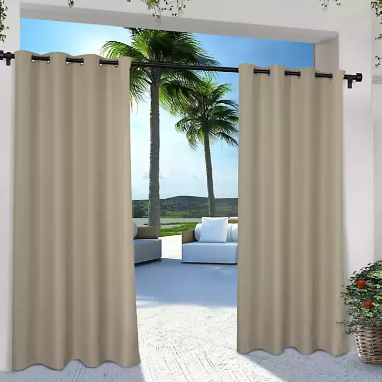 Taupe Cabana Outdoor Curtain Panel Set, 108 in.>Kirklands Home Online
