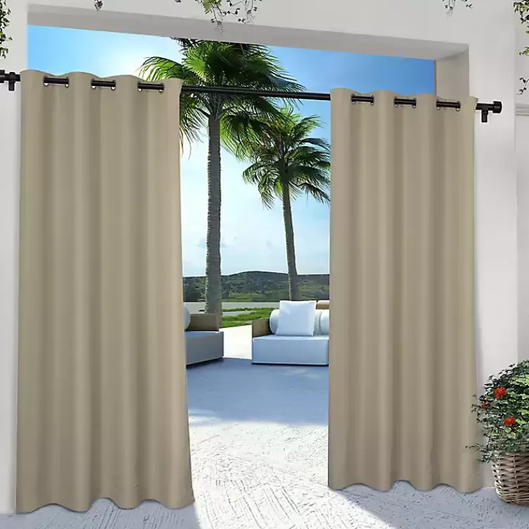Taupe Eliza Outdoor Curtain Panel Set, 96 in.>Kirklands Home Best Sale