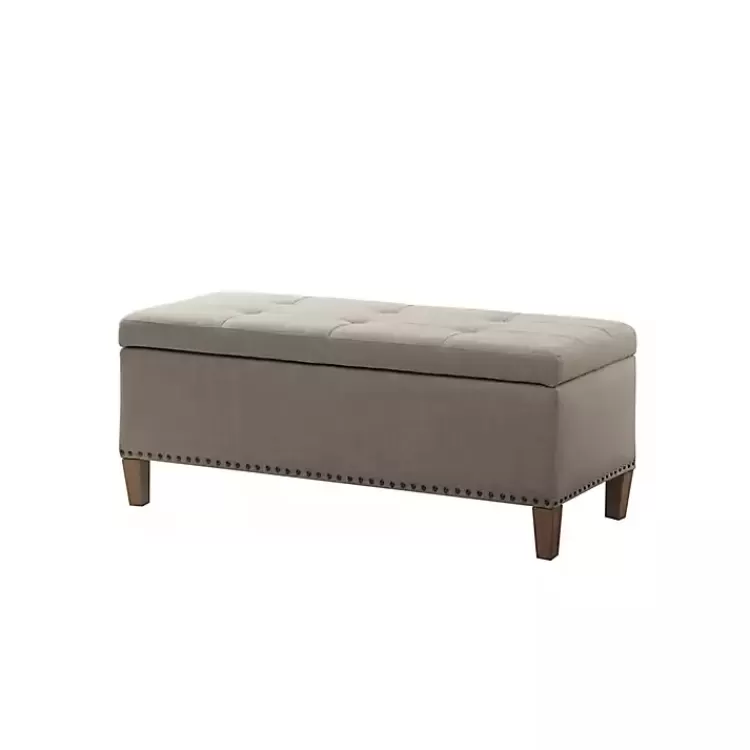 Taupe Linen Button Tufted Storage Bench>Kirklands Home Hot