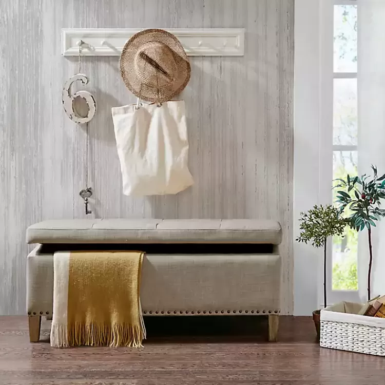Taupe Linen Button Tufted Storage Bench>Kirklands Home Hot