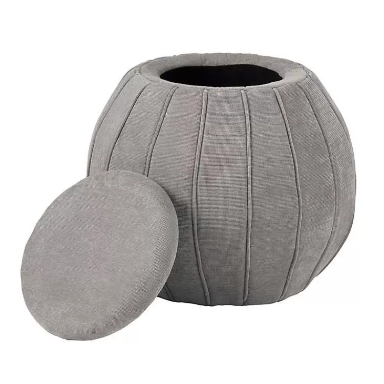 Taupe Rounded Oval Storage Ottoman>Kirklands Home Clearance