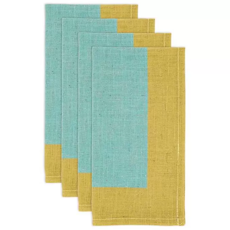 Teal and Mustard Colorblock Napkins, Set of 4>Kirklands Home Flash Sale