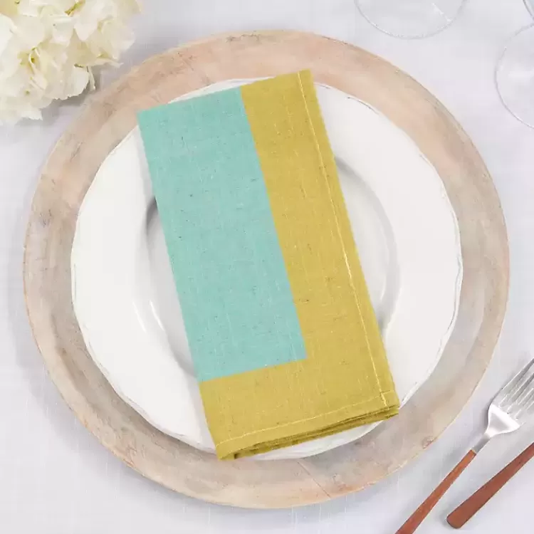 Teal and Mustard Colorblock Napkins, Set of 4>Kirklands Home Flash Sale