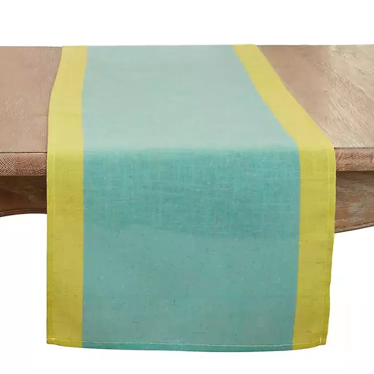 Teal and Mustard Colorblock Table Runner>Kirklands Home Fashion