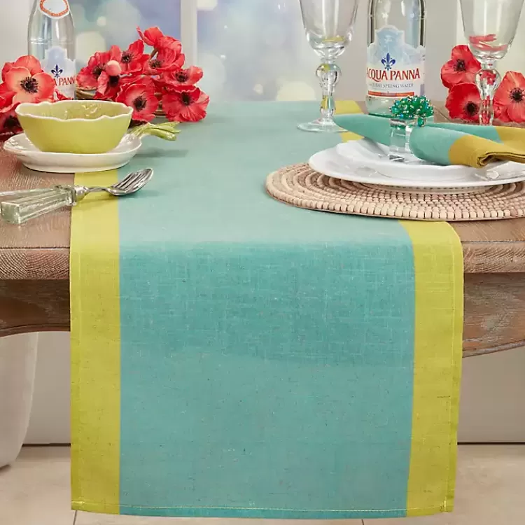 teal_and_mustard_colorblock_table_runner_2.webp Teal and Mustard Colorblock Table Runner>Kirklands Home Fashion