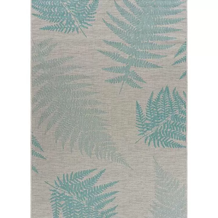 Teal and Tan Falling Ferns Outdoor Area Rug, 5x7>Kirklands Home Cheap