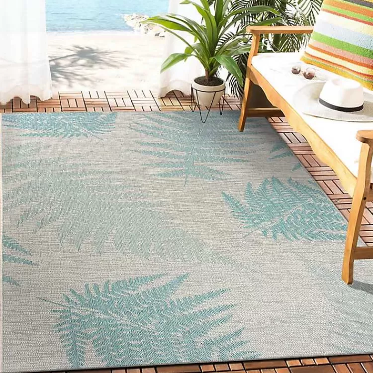 teal_and_tan_falling_ferns_outdoor_area_rug_x_7.webp Teal and Tan Falling Ferns Outdoor Area Rug, 5x7>Kirklands Home Cheap