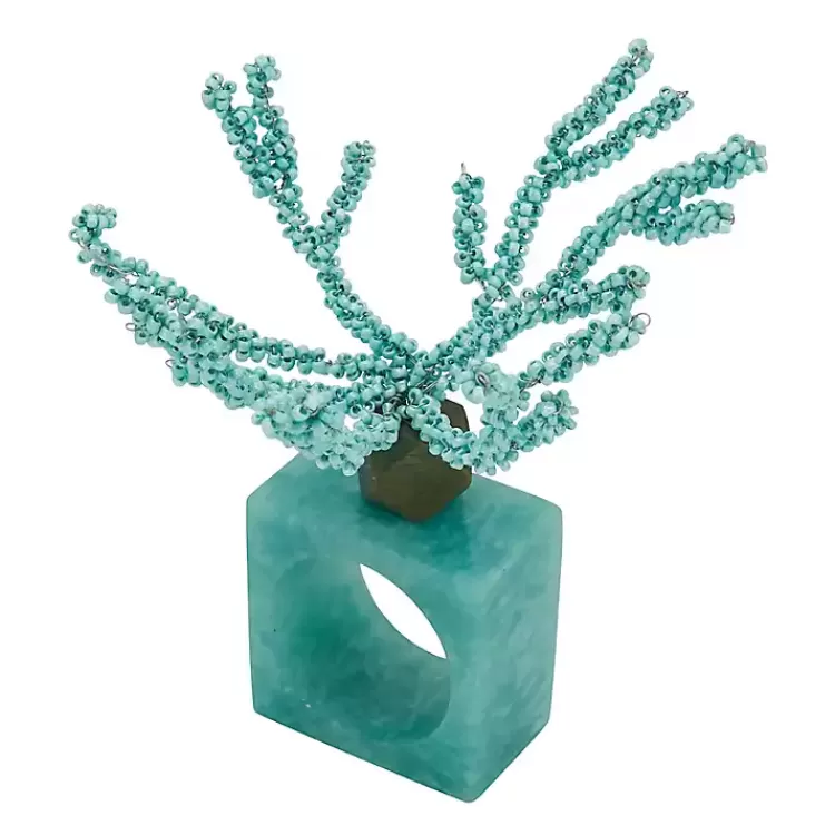 Teal Beaded Coral Napkin Rings, Set of 4>Kirklands Home Store
