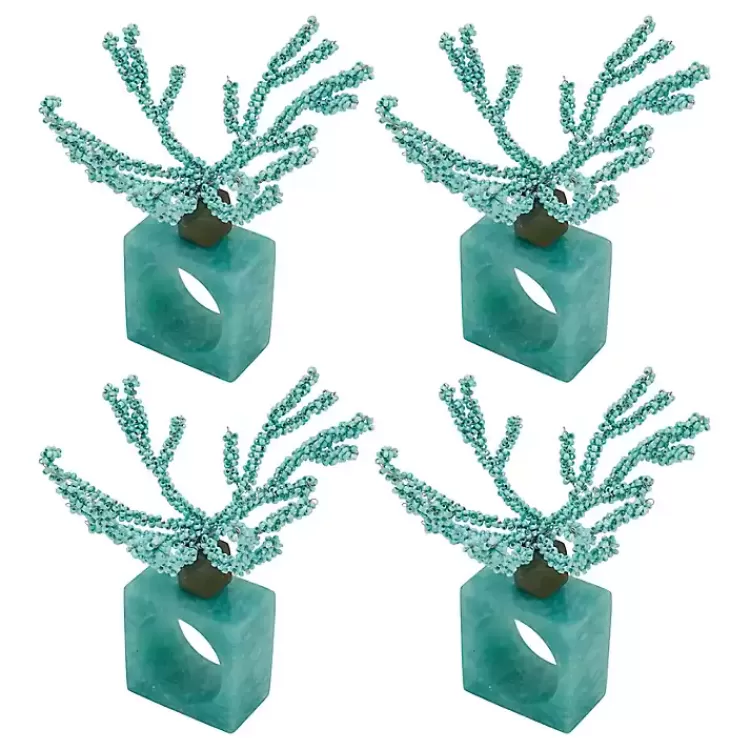 Teal Beaded Coral Napkin Rings, Set of 4>Kirklands Home Store
