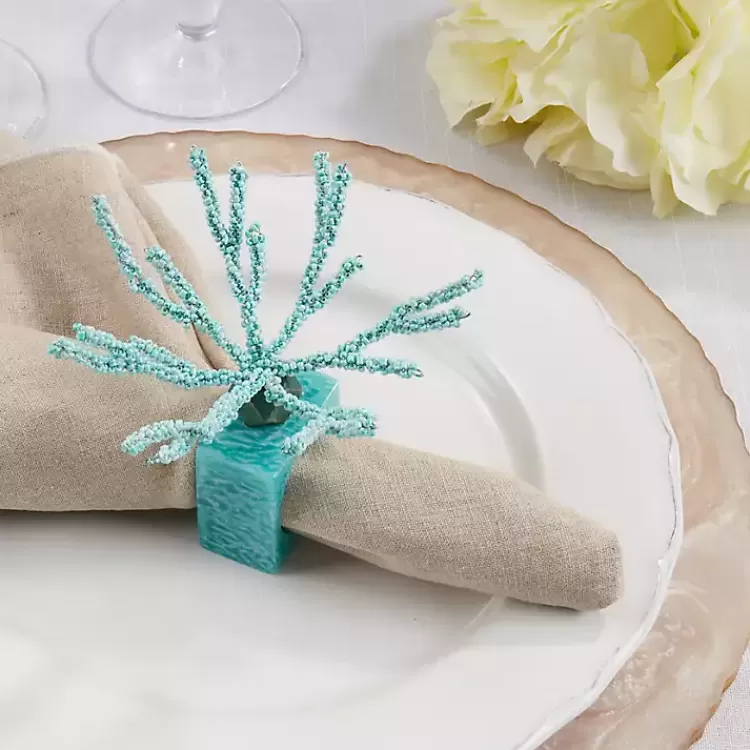 teal_beaded_coral_napkin_rings_set_of__2.webp Teal Beaded Coral Napkin Rings, Set of 4>Kirklands Home Store
