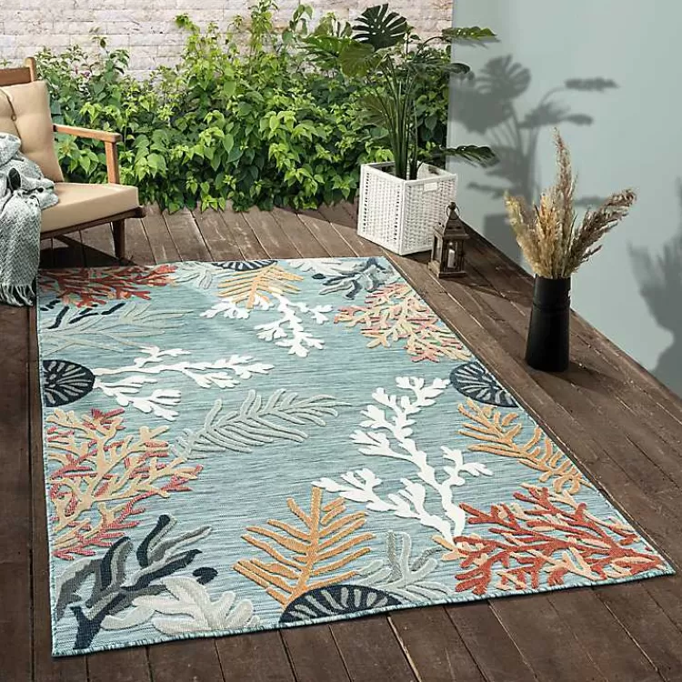 Teal Coral Reef Area Rug, 5x7>Kirklands Home Shop