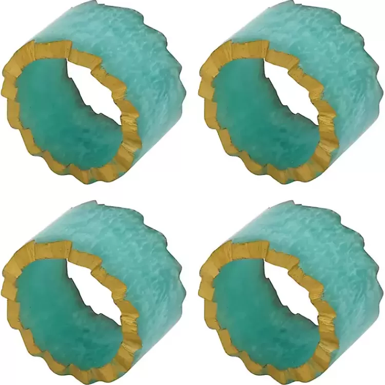 Teal Geode Artistry Napkin Rings, Set of 4>Kirklands Home Sale