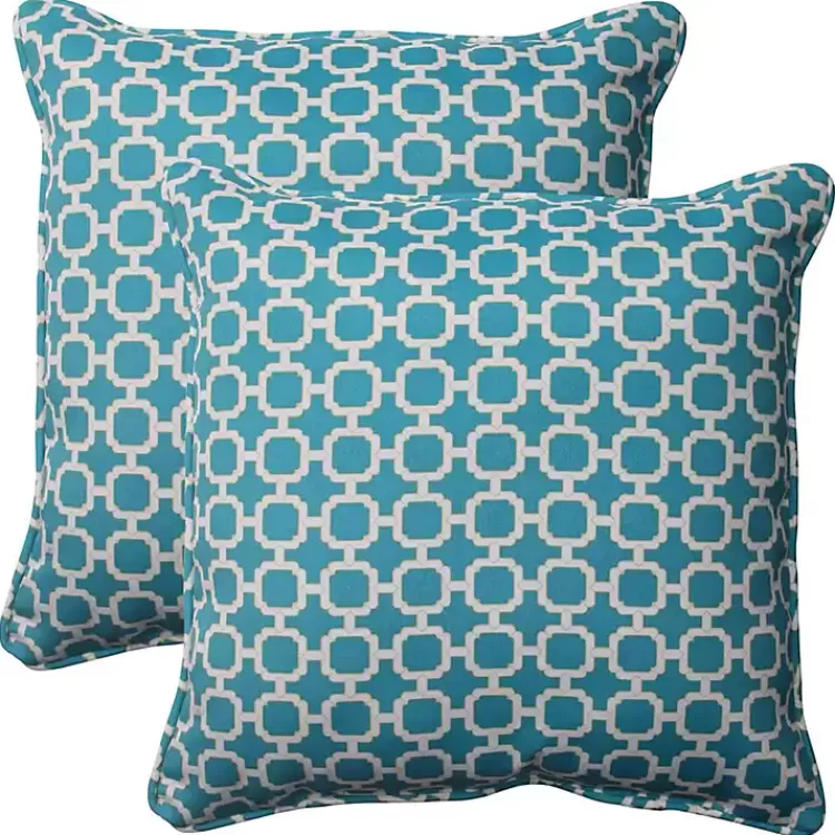 Teal Hickory Geo Outdoor Throw Pillows, Set of 2>Kirklands Home Cheap