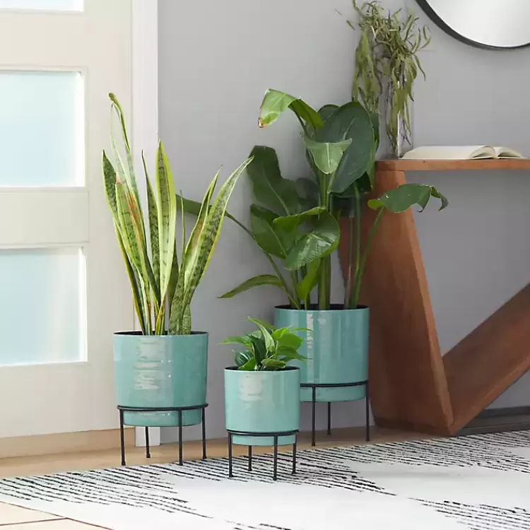 teal_metal_round_planters_with_stands_set_of__2.webp Teal Metal Round Planters with Stands, Set of 3>Kirklands Home Sale