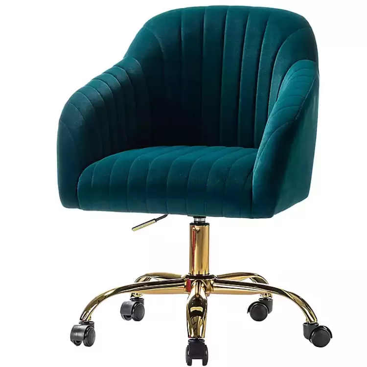 Teal Velvet Swivel Jacyln Office Chair>Kirklands Home Best