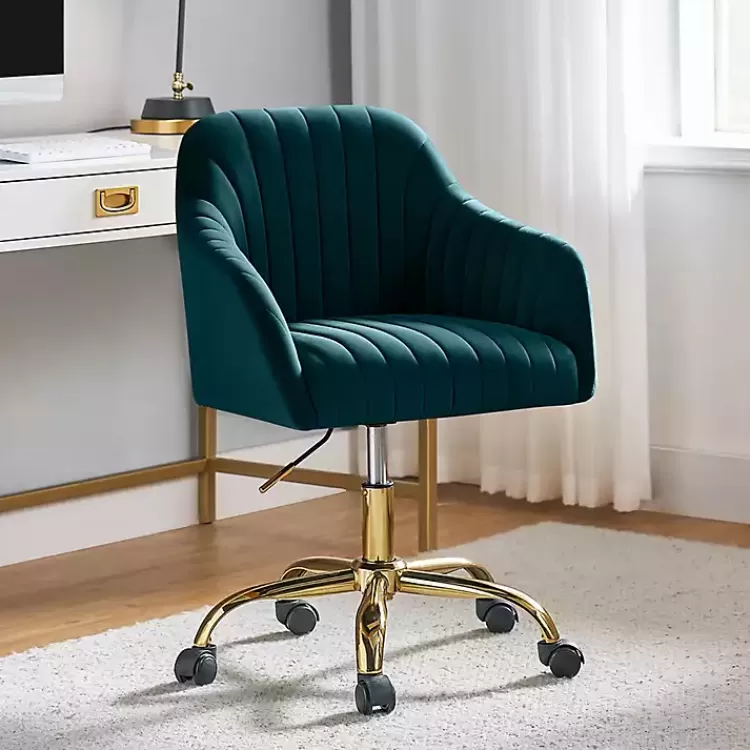 Teal Velvet Swivel Jacyln Office Chair>Kirklands Home Best