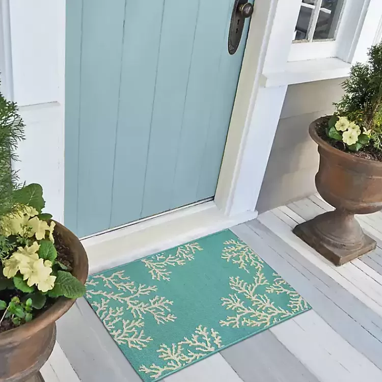 Turquoise Coral Indoor/Outdoor Rug, 2x3>Kirklands Home Store