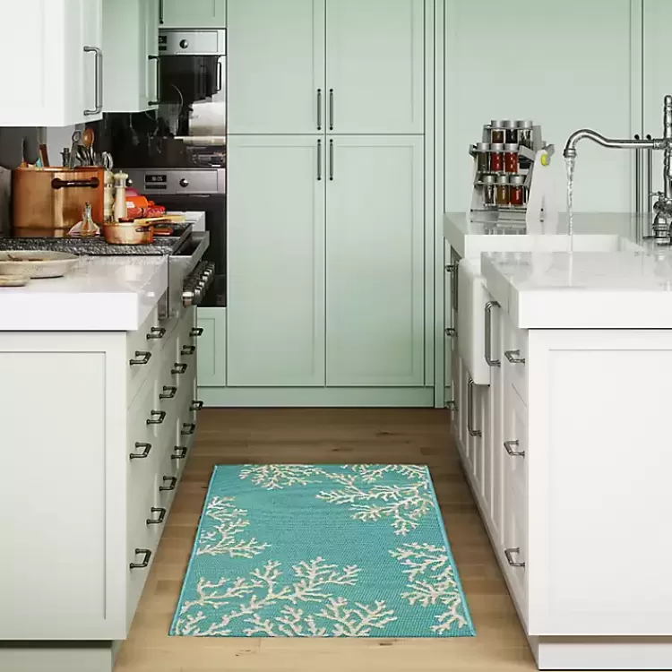 Turquoise Coral Indoor/Outdoor Rug, 2x3>Kirklands Home Store