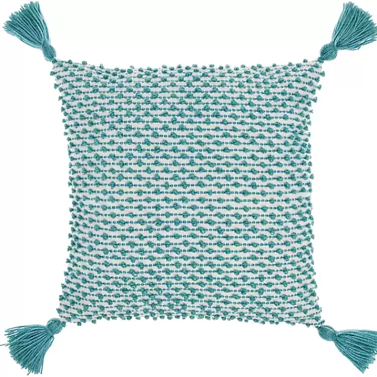 Turquoise Knotted Tassel Outdoor Throw Pillow>Kirklands Home Flash Sale