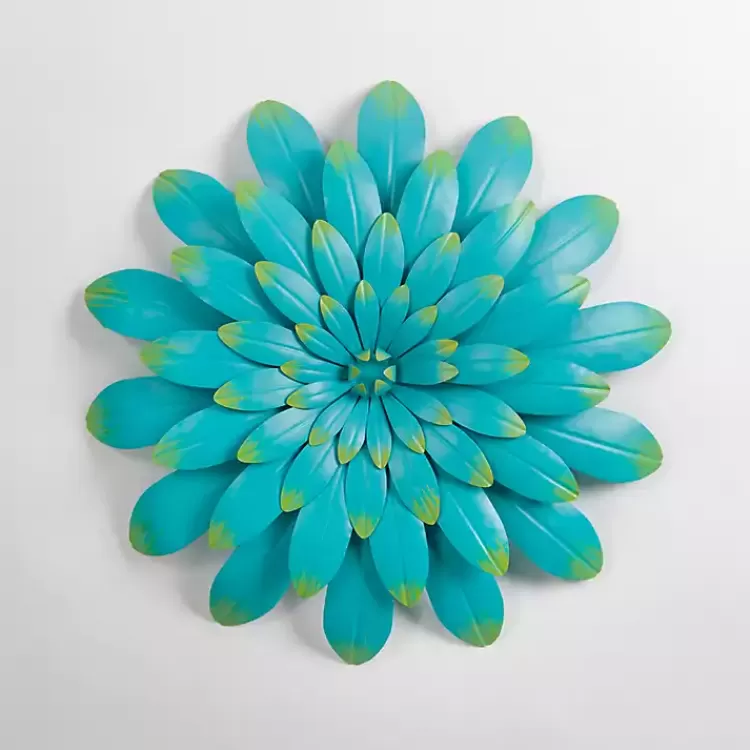 Turquoise Metal Flower Outdoor Wall Plaque>Kirklands Home Outlet
