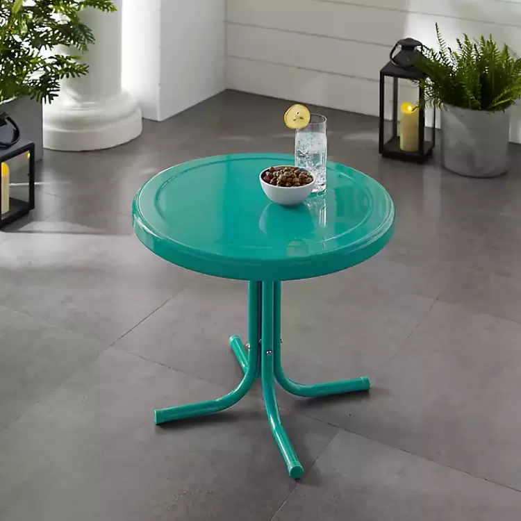 turquoise_metal_outdoor_side_table_3.webp Turquoise Metal Outdoor Side Table>Kirklands Home New