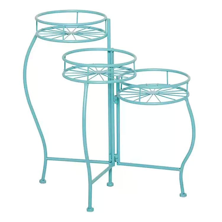 Turquoise Metal Starburst 3-Tier Plant Stand>Kirklands Home Best Sale