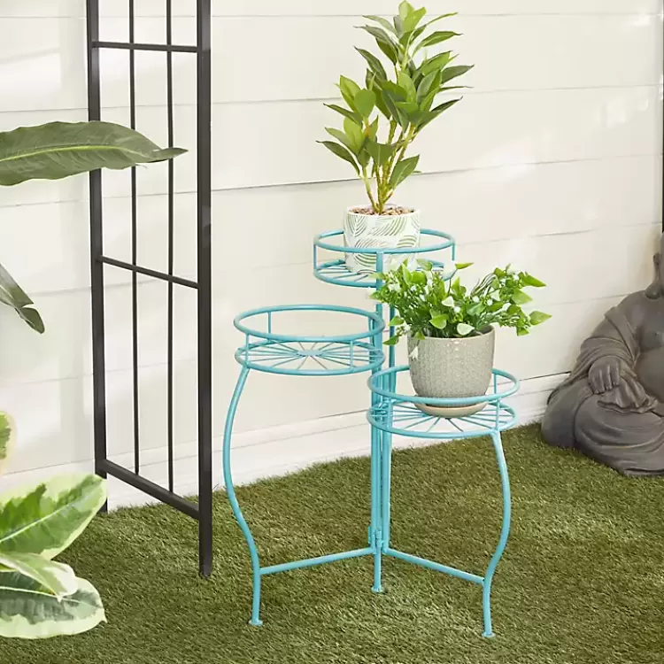 Turquoise Metal Starburst 3-Tier Plant Stand>Kirklands Home Best Sale
