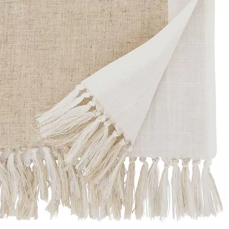 Two Tone Tan and White Table Runner, 72 in.>Kirklands Home Flash Sale