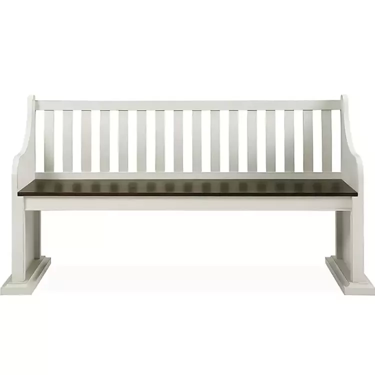 Two-Tone Dark Oak and Ivory High Back Wooden Bench>Kirklands Home Fashion