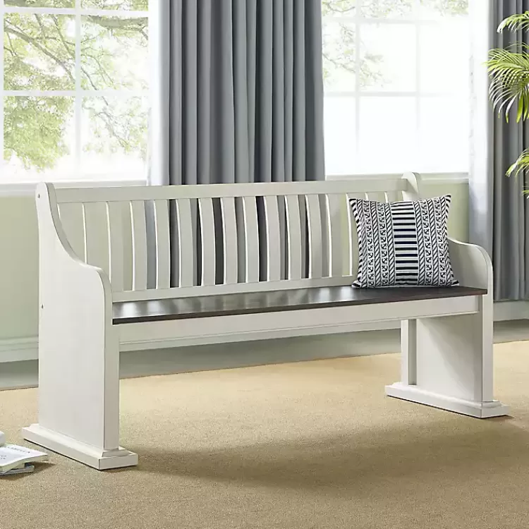 twotone_dark_oak_and_ivory_high_back_wooden_bench_3.webp Two-Tone Dark Oak and Ivory High Back Wooden Bench>Kirklands Home Fashion