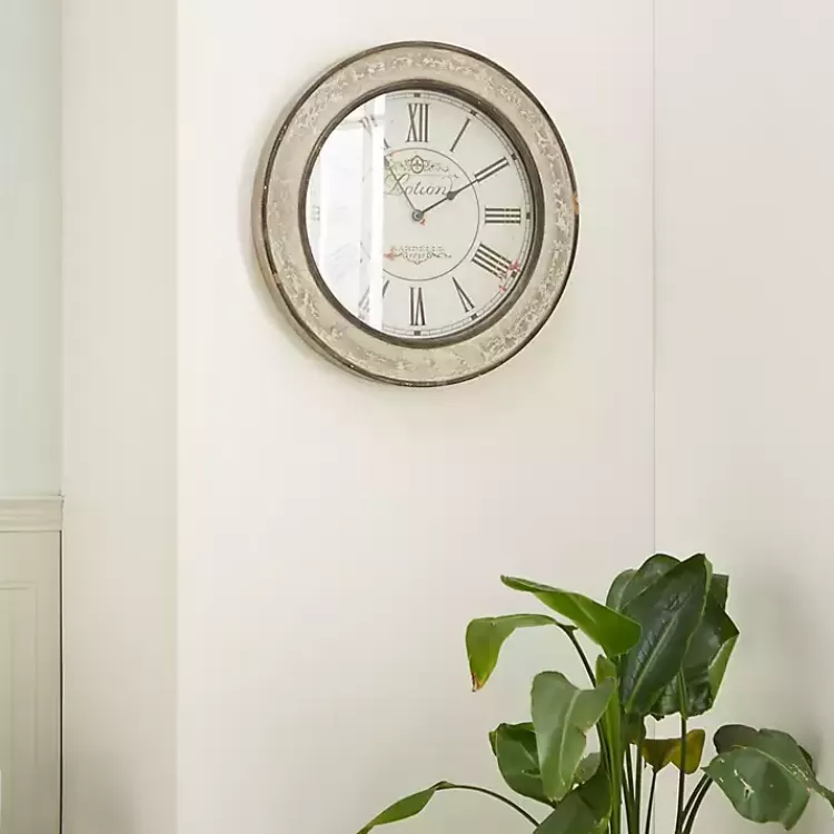 vintage_cream_rust_round_framed_wall_clock_2.webp Vintage Cream Rust Round Framed Wall Clock>Kirklands Home Cheap