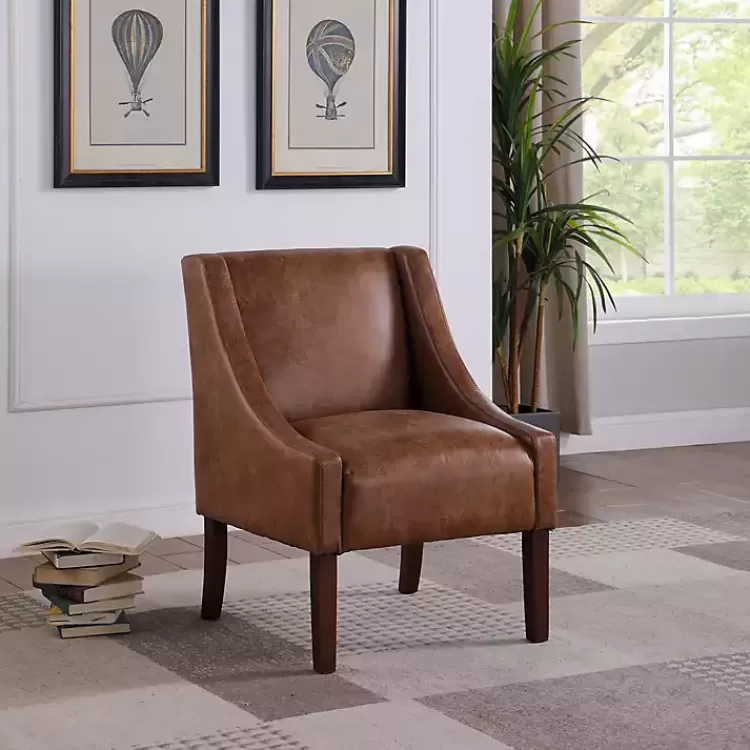 Vintage Faux Leather Swoop Accent Chair>Kirklands Home Best