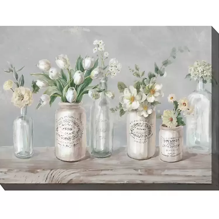 Vintage Floral Vases Outdoor Canvas Art Print>Kirklands Home Hot