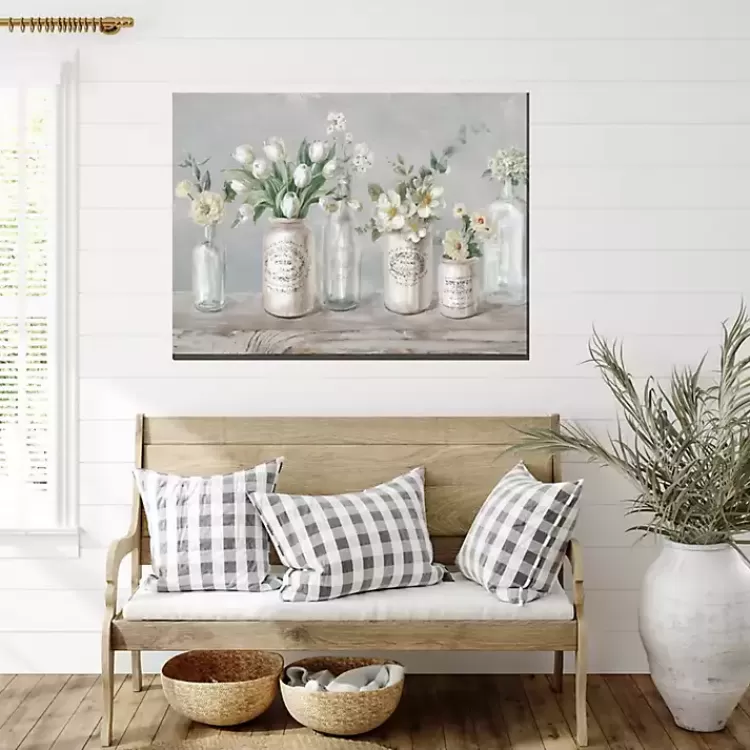 Vintage Floral Vases Outdoor Canvas Art Print>Kirklands Home Hot